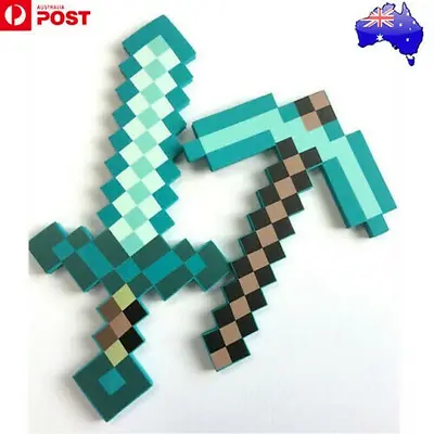 Minecraft Game Large Diamond Sword Pickaxe EVA Weapons Prop Toy Kids Gift • $39.99