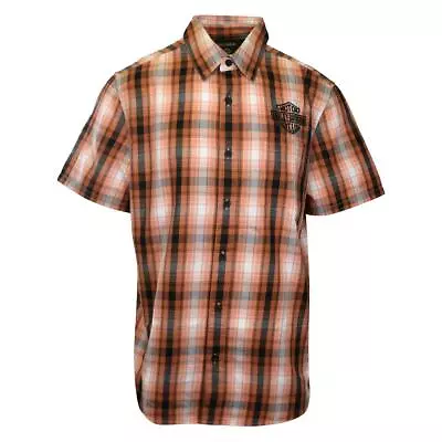 Harley-Davidson Men's Shirt Orange Plaid Screamin' Eagle S/S Shirt (S56) • $37.60