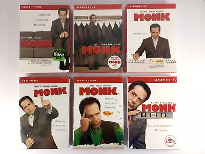 MONK: SEASONS 3-8 (DVD S) - 6 Boxed Season Sets W/ 24 Total Discs - New & Sealed • $39.99