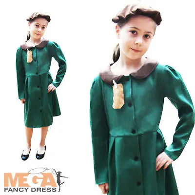 Childrens Wartime Girl Kids Historical Fancy Dress Film Book Week Costume New • £6.49