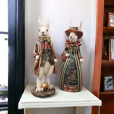 Large Mrs & Mr Rabbit Statue Shelf Decor Unique Gift  Housewarming Gift • $209