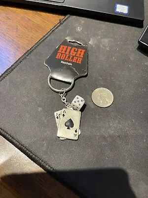 $6.95 • Buy New High Roller Keychain Dice Playing Cards Metal