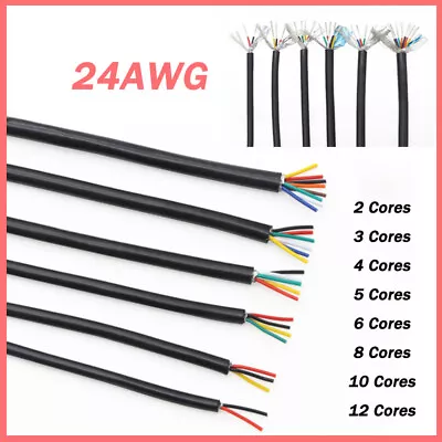 Flexible 2 - 12 Core Multicore Cable 24AWG Shielded Wire Cable PVC Copper Tinned • $3.95