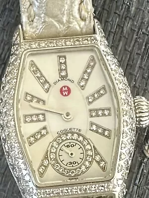 MICHELE Coquette Diamond Encrusted Women's Watch With Leather Straps In Colors • $900