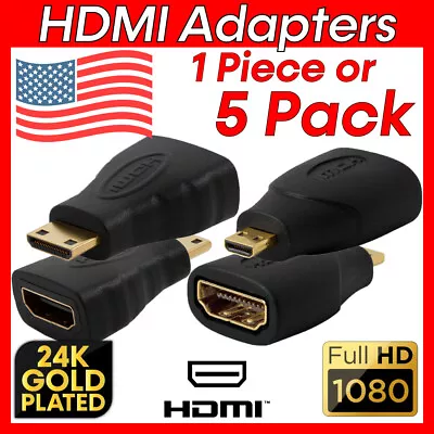 Micro Mini HDMI Adapter HDMI Male To HDMI Female 1080p 3D 4K HDTV Converter • $9.99