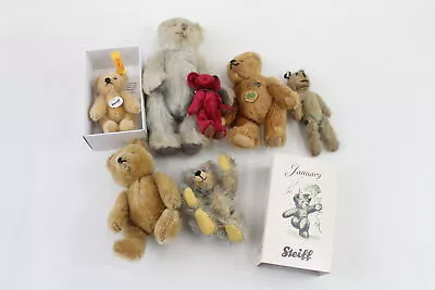 Bears Miniature Mohair Assorted Inc Boxed Steiff Jointed Glass Eyes Tags X 7 • £31