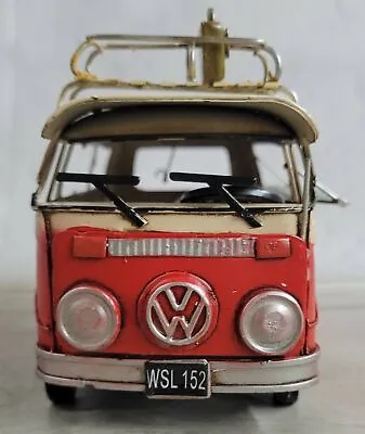 1966 T2 Bus Classic Touring Car Camper Red Handmade Vintage Metal Model Artwork • $109