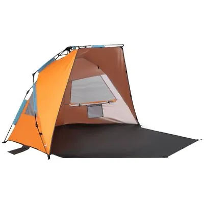 Pop Up Beach Tent Sun Shelter W/ Extended Porch Sandbag & Carry Bag • £55.98