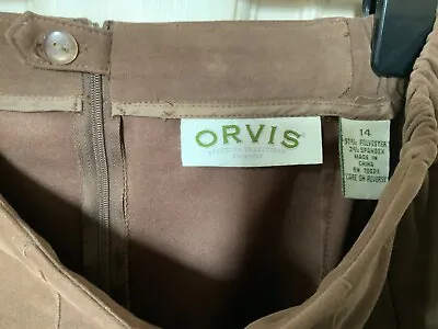 Orvis Womens Maxi Skirt Size Medium? Velour Velvet Brown Part Elastic Waist 14 • £12