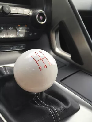 $13.25 • Buy 5-Speed Manual Transmission Stick Shift Knob Ball White Red MT Gear Lever Cover