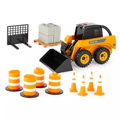 John Deere SkidSteer 1:16 W/Accessories Cones & Bar Kids Toy Vehicle Set 3y+ • $68