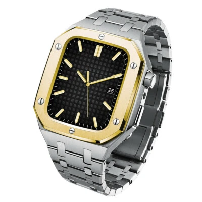 $257.29 • Buy Stainless Steel Band + Case Oak Mod Kit For Apple Watch Strap 7 45mm 44mm 42mm