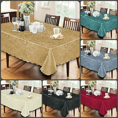 New Soft Damask Jacquard Tablecloth Dining Table Cover Napkin Round Rectangle • £15.80
