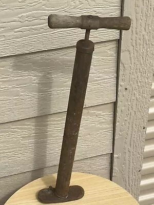 Vtg Bicycle Bike Tire Air Hand Pump Wood Handle Rustic Primitive Antique Display • $18