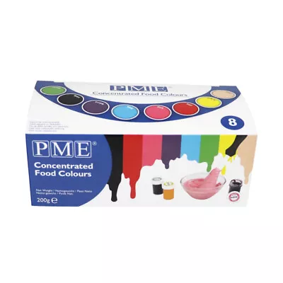 PME Set Of 8 Icing Fondant Food Colour Gel Paste Cup Cake Decorating • £10.49