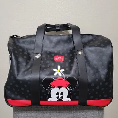 Bioworld Disney Minnie Mouse Rolling Duffle Bag Luggage Black & Red • $119.98