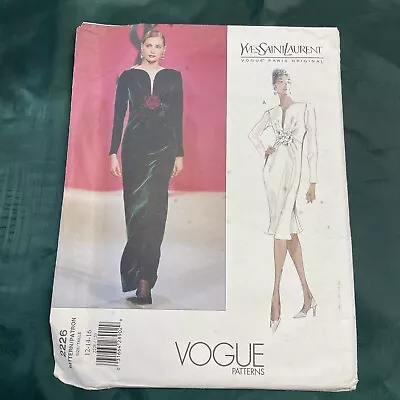 Vogue #2226 Yves Saint Laurent Paris Original Evening Dress 12-14-16 UNCUT FF • $24.95