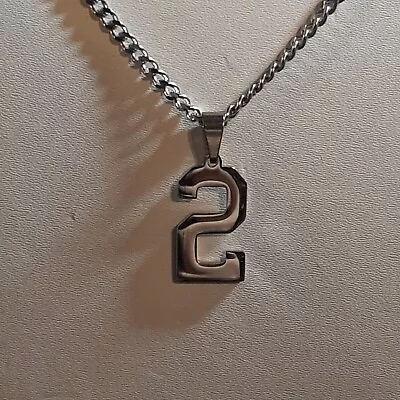 #2 BASEBALL FOOTBALL NUMBER Pendant Charm / 20 -24  STAINLESS CHAIN NECKLACE • $19.99