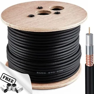 Black RG58 Coaxial Cable Drum Roller 50m 50 Ohm Stranded Coax CB Radio Reel.C✅ • £24.49