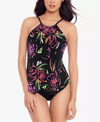 MagicSuit 6010524 Neon Nature Jill One Piece Swimsuit SZ 12 US Black Multi $148 • $57.60