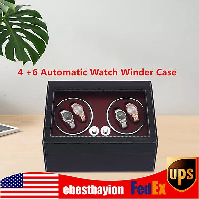 4 +6 Automatic Watch Winder Case With Quiet Motor LED Light Watches Display Box • $72.20