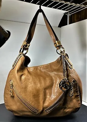 Michael Kors Tonne Brown Soft Leather Hobo Shoulder Bag Lots Of Pockets! Woohoo! • $59.99
