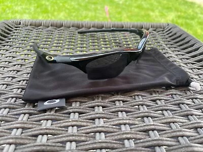 Used Oakley Half Jacket 1.0 Jet Black Iridium Polarized Sunglasses Gold Icons • $84.95