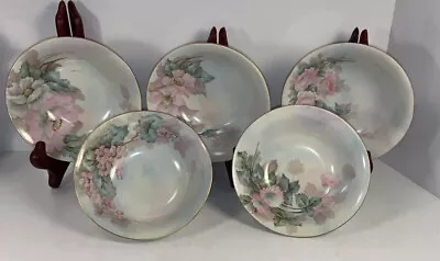 Antique T & V Limoges France Hand Painted Floral Signed Bowls Set/5 • $39.99