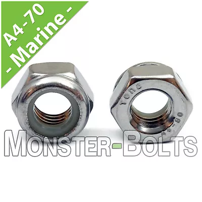 M6-1.0 Nylon Insert Locking Nut A4/316 Marine Grade Stainless Steel DIN 985 • $5.24