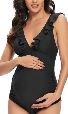 Ziola Maternity Swimsuit Black Ruffle Size 2XL • $10