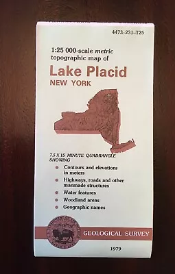 NOS Vintage 1979 Lake Placid Topographic Map Adirondacks NY Winter Olympics • $29.95