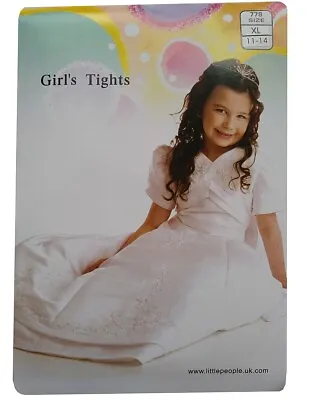 7-10 Years Girls First Holy Communion Plain White Tights For Special Occasions • £5