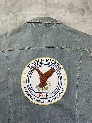 $39.99 • Buy EAGLE RIDERS FOE Bank Americard MOTORCYCLE Denim Biker VEST MENS XL Embroidered