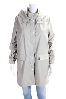 Zara Womens Beige Full Zip Long Sleeve Hooded Windbreaker Jacket Size M • $42.69
