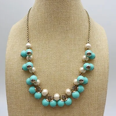 $14.99 • Buy Womens J. Crew Necklace Turquoise Blue Beaded Faux Pearl 20  Costume Jewelry