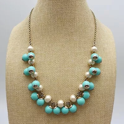 $14.99 • Buy Womens J. Crew Necklace Turquoise Blue Beaded Faux Pearl 20  Costume Jewelry