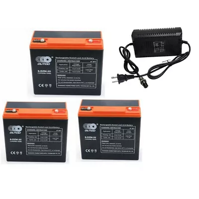 3X 6-DZM-20 12V 24Ah Battery Charger Electric ATV Scooter Go Kart Tractor Trike • $286.16