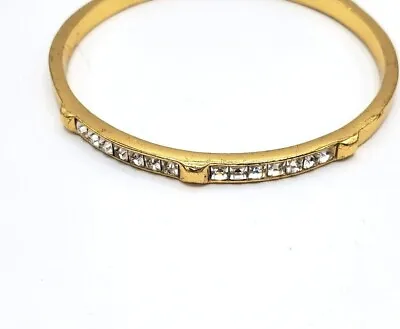 Vince Camuto Signed Bracelet Rhinestone Gold Toned Fashion Bangle 8 In. • $21.97