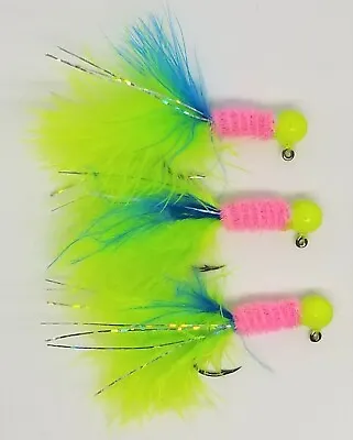 Hand Tied Feather Tail Crappie Electric Chicken  1/16th Ounce • $5