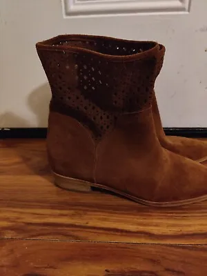 Michael Kors Sunny Bootie Caramel Brown Women's Suede Flat Boots Shoes 10m • $35