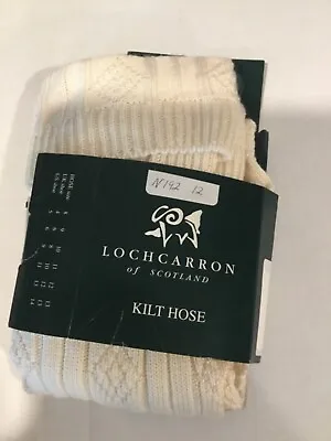 NWT LOCHCARRON Of SCOTLAND Quality Wool Blend Kilt Hose 12 Cream UK Made CABLE • $25