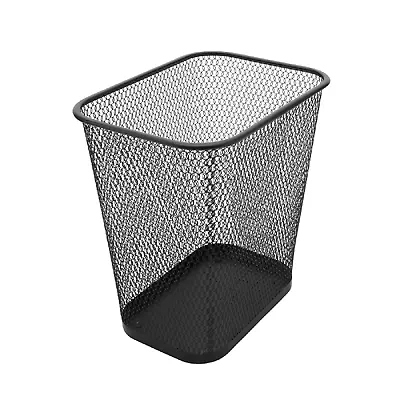 Steel Mesh Black Rectangular Open Top Waste Basket Bin Trash Can 8x12x12 1103 • $27.99