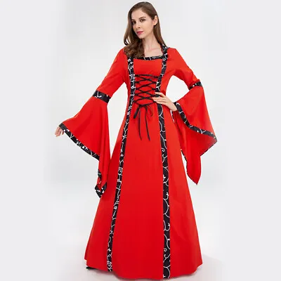 Ladies Medieval Dress Gown Hoodie Long Flared Sleeve Cosplay Costume Elegant • $67.75