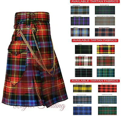 Utility Tartan Kilt Scottish Kilts In Many Tartans Colors For Kilts With Chain • $56.05