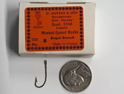 Mustad 3366 Sproat Hook Bronze - Size 8 - Package Of 100 Fly Tying Hooks Norway • $4.99