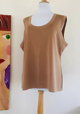 NWT Exclusively Misook Sz 2X Woman CAMEL Lux Brown Shell Tank Top Acrylic Knit  • $111