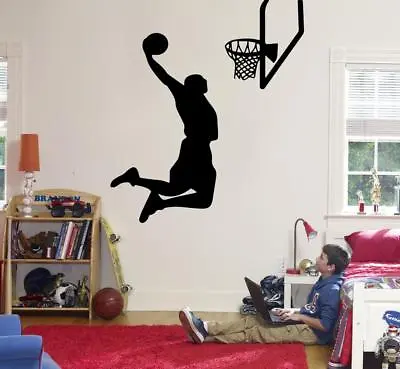 Slam Dunk MICHAEL JORDAN Basketball Wall Sticker Decal Art Stencil MJ Silhouette • $14.09