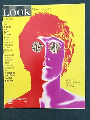 LOOK Magazine•Jan 9 1968•BEATLES John Lennon•Richard Avedon•Foldout Poster•EXC • $85