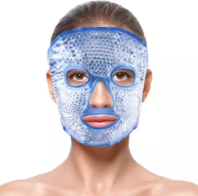 NEWGO Cooling Eye Mask Hot & Cold Therapy Gel Beads Face Cold Mask For Migraine • £10.35