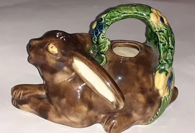 Vintage / Antique Majolica March Hare Rabbit Teapot With Piercing Eyes Portugal • $29